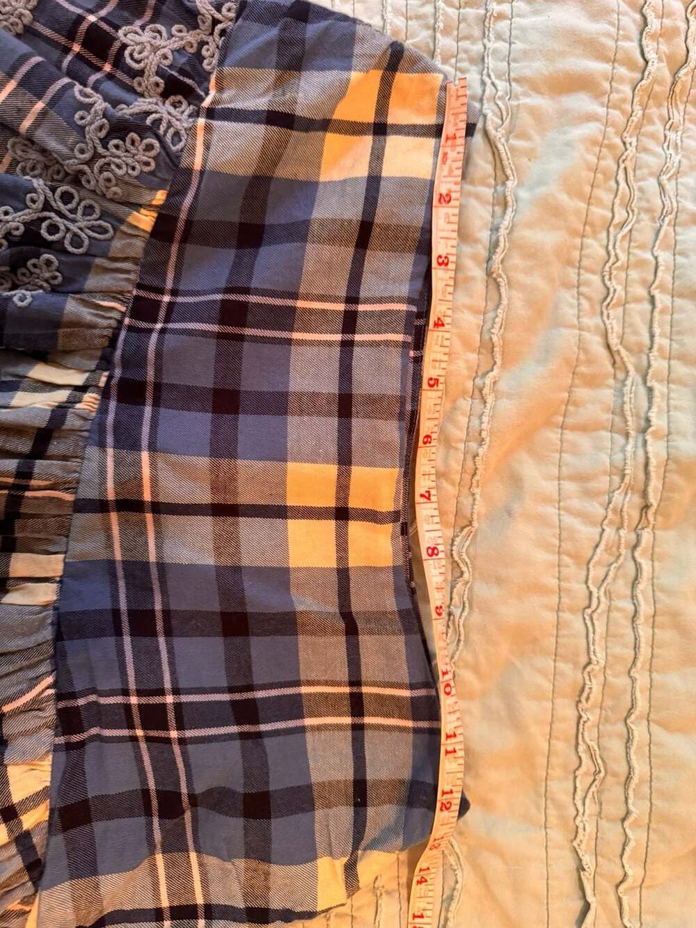 LoveShackFancy Blue Plaid Como Tiered Ruffle Mini Skirt - Picture 5 of 5